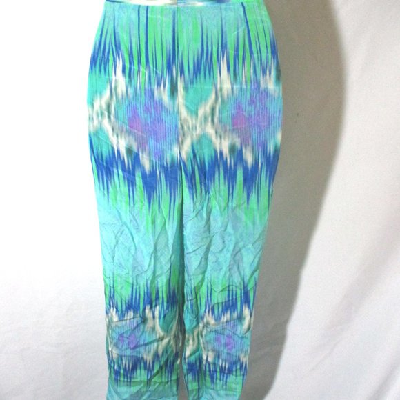 NEW MATTHEW WILLIAMSON Silk Cropped Pants AQUA - Picture 8 of 8